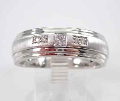 1.50 CT Round Cut Real Moissanite Men's Wedding Band Ring 14K White Gold Plated