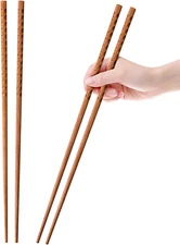 16.5 Inches Cooking Chopsticks, 2 Pairs Wooden Long Chop Sticks Reusable for Noo