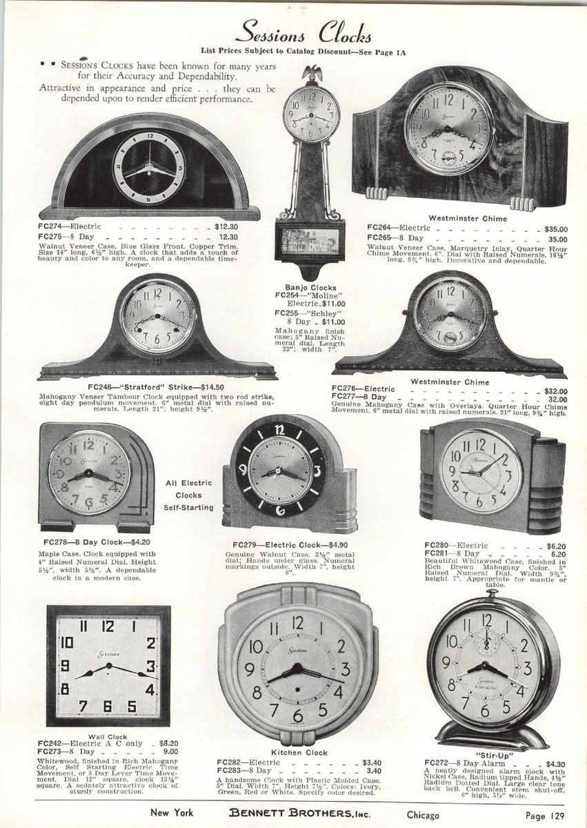 洋書 Time in New England 1939 PAPER AD Sessions New Haven Clocks Banjo Wall