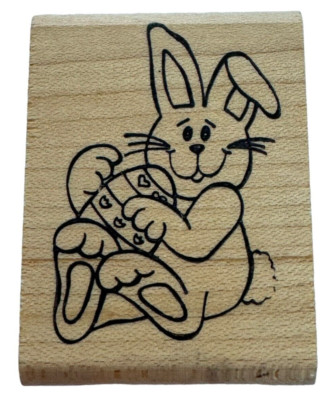 Touche Rubber Stamp Bunny Spring Rabbit with Easter Egg Floppy Ear Card Making