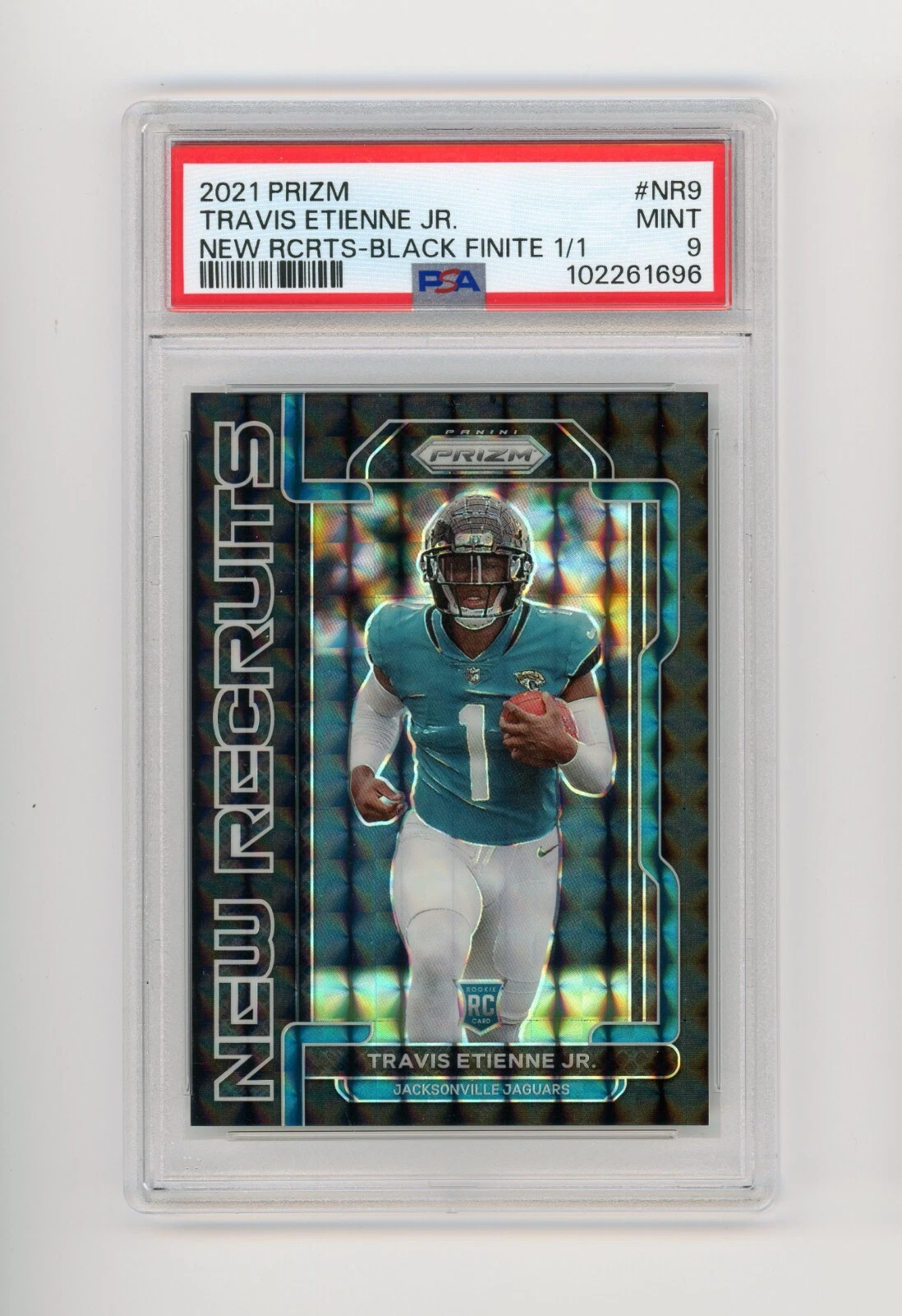 Travis Etienne Panini Prizm New Recruits #NR9 Black Finite 1/1