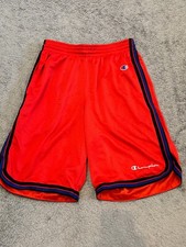 Vintage Champion Gym Short Mens Small Red Mesh Stripe Retro Style Active