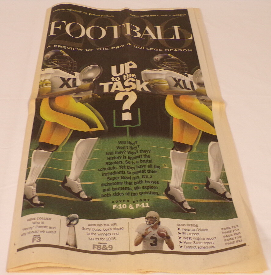 ORIGINAL Vintage Sept 1 2006 Pittsburgh Post Gazette Football Preview