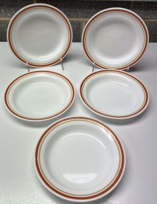 5 Corelle Cinnamon Vintage Rimmed Soup Bowls Very Nice DWD Edges READ      