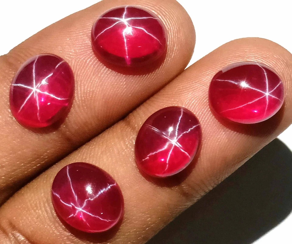 Unique Star Pink Ruby 6 Rays Oval Shape 5 Ct Each Piece Certified Loose Gems JKE - Image 4 of 4