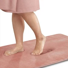 BATH MAT Memory Foam Non Slip Absorbent Velvet Rug Carpet Peach 20x32 GENTEELE