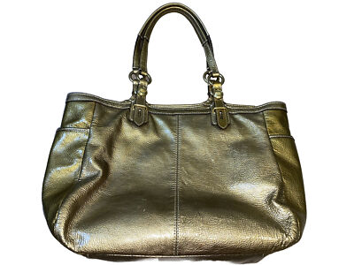 Coach Madison Gallery Gold Patent Leather Tote Bag Purse F15253