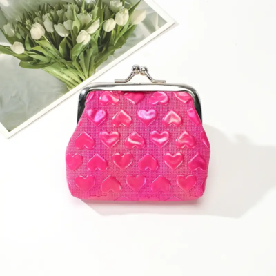 Hot Pink Heart Decor Lock Coin Change Purse - New | eBay
