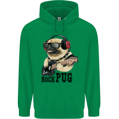 Rock n Roll Pug Funny Guitar Heavy Metal Childrens Kids Hoodie - Picture 50 of 80