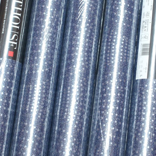 4 Rolls Navy Blue Wallpaper Metallic Dots Spots Shimmer Textured Feature Wall - Picture 3 of 6