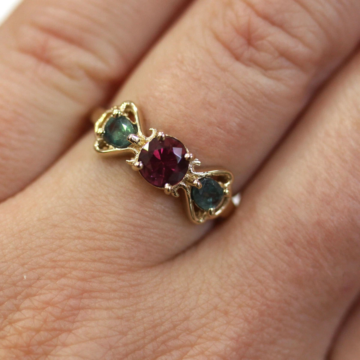 1.3 ctw Natural Alexandrite Pink Tourmaline Solid 14k Yellow