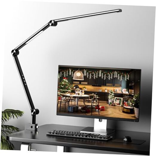 LED Desk Lamp, Desk Light for Home Office, Dual Light Source, Eye-Caring Black