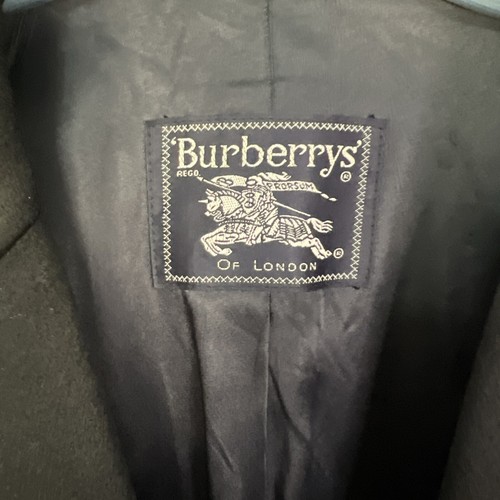 VTG Burberry Mens Overcoat 100% Cashmere 46? Loro Piana Italy Black *spot* 90s - Picture 3 of 14