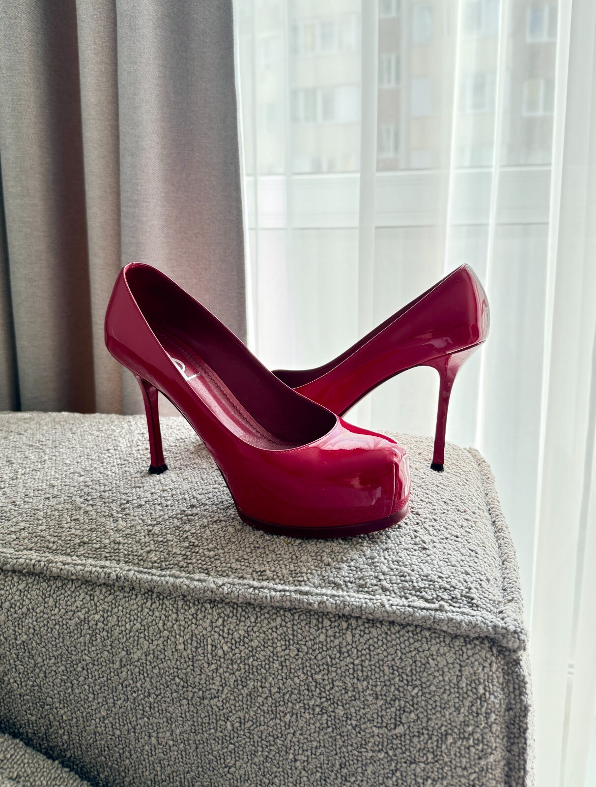 Decolte donna tacco a spillo pelle rossa YSL Yves Saint Laurent EU38 5 US8 5