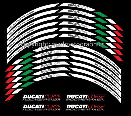 Ducati Multistrada 1200 reflective motorcycle wheel decals rim stickers stripes - Picture 5 of 6