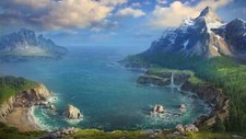 Landscape art bay mountains sea Custom Gaming Mat Desk