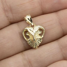 3/4" Diamond Cut Goat Charm Pendant Real 10K Solid Yellow Gold