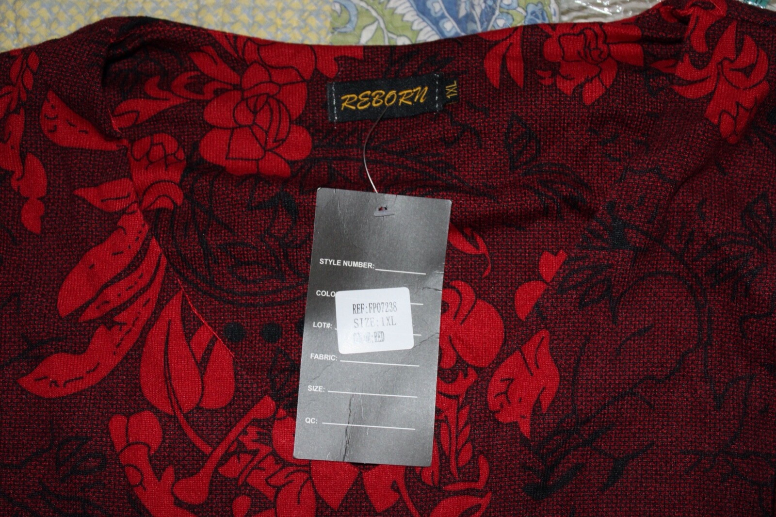 1XL NWT Reborn Burgundy Floral Empire Waist Tunic Dress