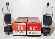 1966 Matching Pair RCA 6CD6GA Beam Power Vacuum Tubes Tested NOS On TV 7