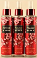 QTY 3 Bath  Body Works JAPANESE CHERRY BLOSSOM Diamond Shimmer Body Mist Spray