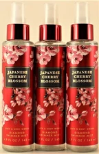 QTY 3 Bath & Body Works JAPANESE CHERRY BLOSSOM Diamond Shimmer Body Mist Spray