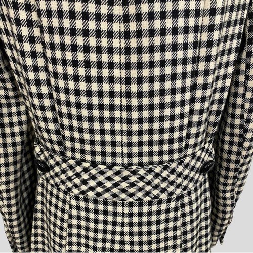 Vintage 60s 70s Geoffrey Beene Boutique Black + Ivory Checkered Coat - Picture 5 of 12