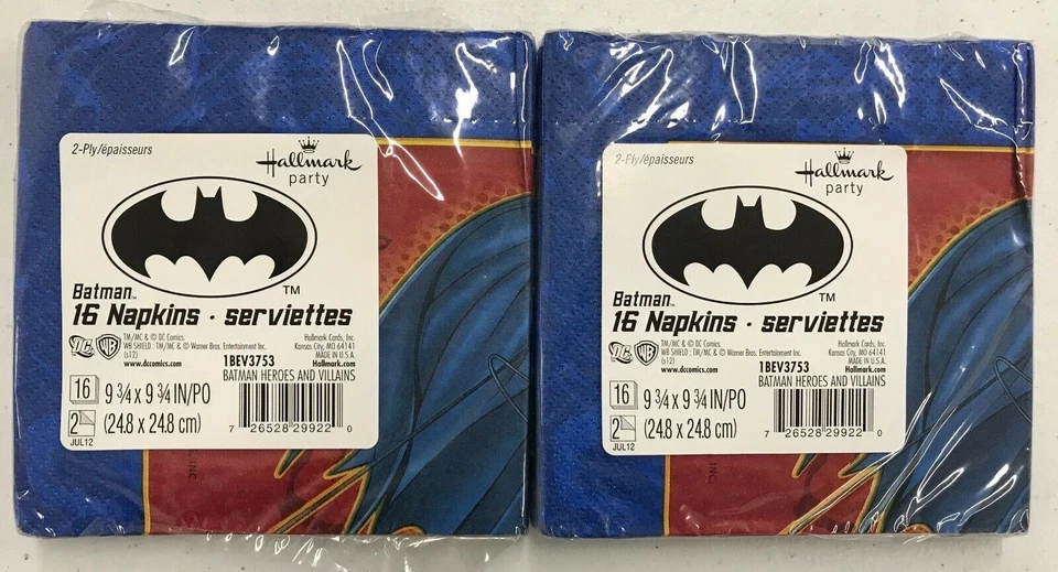 32 servilletas tamaño bebida Batman lote de dos 16 paquetes sello fiesta cumpleaños nuevo Foto 2 de 2