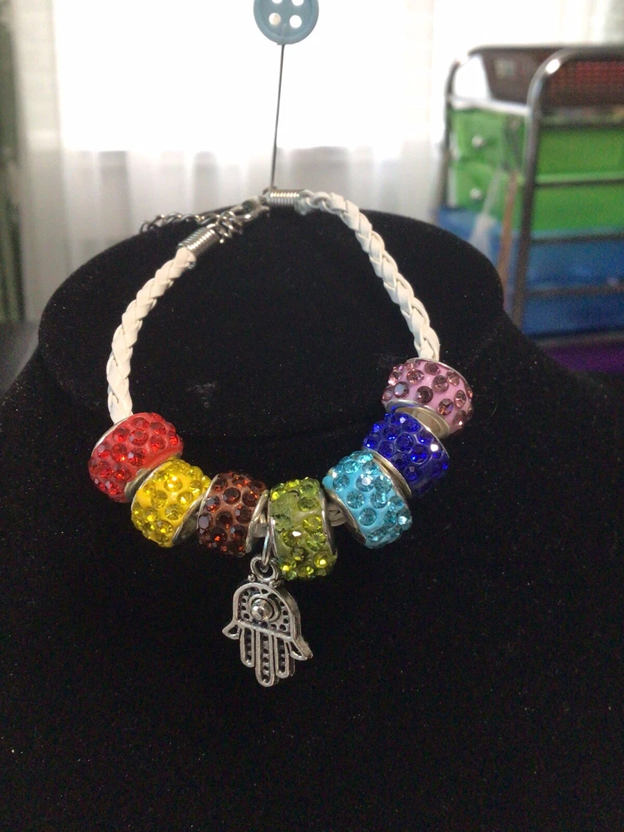 Handmade Pandora ish Chakra Bracelet Glass Beads Charms Faux