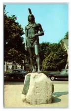 Postcard Statue of Massasoit Protector of the Pilgrims, Plymouth MA D130