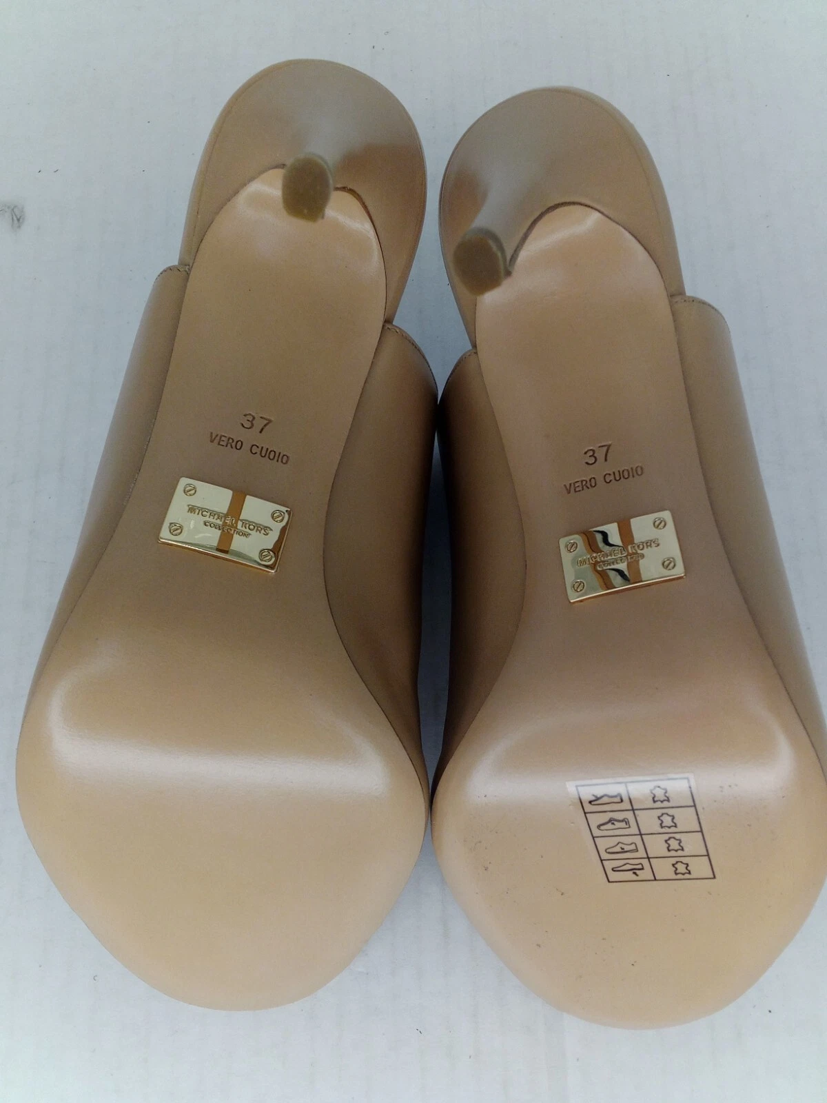 Michael Kors Burnett Tacchi a Mulo in Pelle Toffee Beige Taglia 37 (US 7)