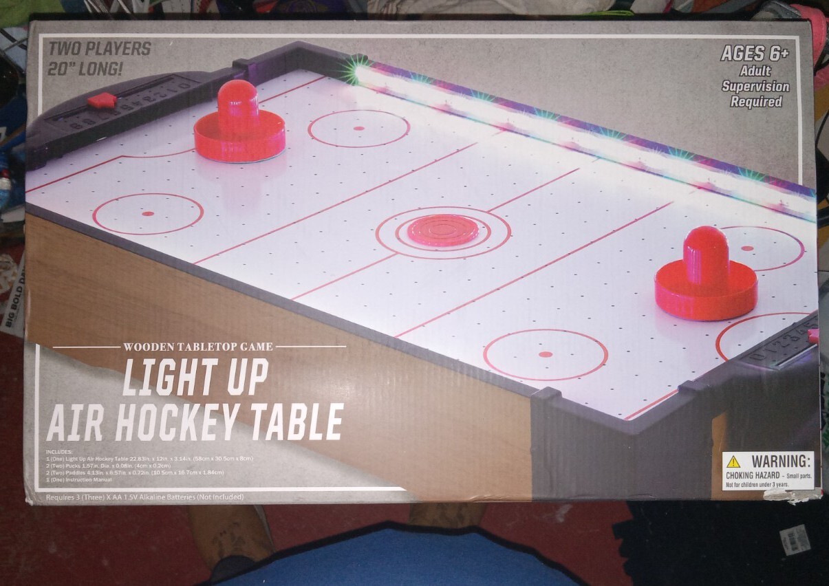 Light Up Tabletop Air Hockey includes 2 paddles 2 pucks & table NEW