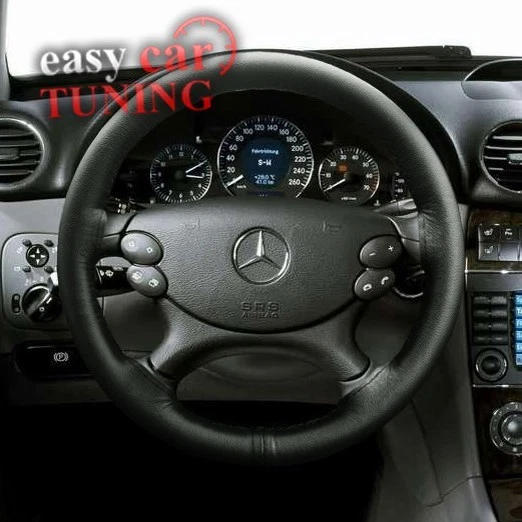 For Mercedes E Class W211 02 09 Black Real Genuine Leather Steering Wheel Cover