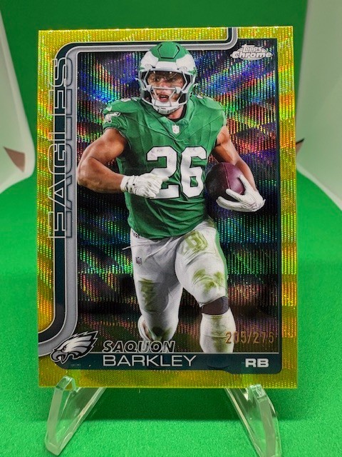 2025 Topps Chrome Saquon Barkley #248 Yellow Wave Refractor /275 - Eagles