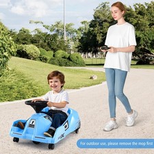 12V Ride on Toy Car Electric Go Kart w/ Cleaning Fun Remote Control Blue