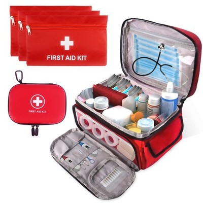 First Aid Bag Empty, 5-Set with Large Medical Organizer, 3 Portable Pouches &...