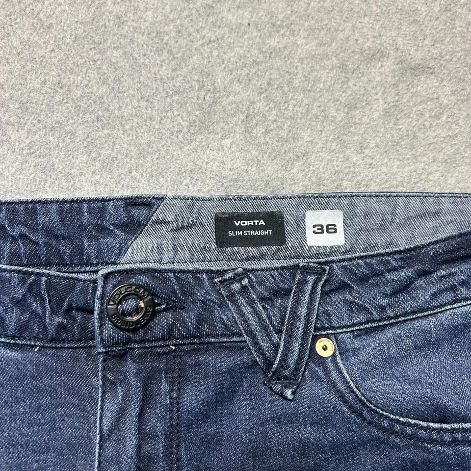 Volcom Jeans Mens 36 X 32 Vorta Slim Straight Dark Wash Blue Denim 100% Cotton - Image 3 of 4