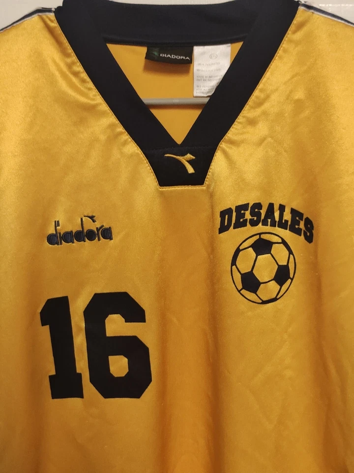 Camiseta de fútbol Diadora Desales para hombre talla grande amarilla y azul #16  Foto 2 de 4
