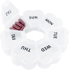 ✅NEW- Large Weekly Pill Organizer Box 7 Day Round Medicine Holder
