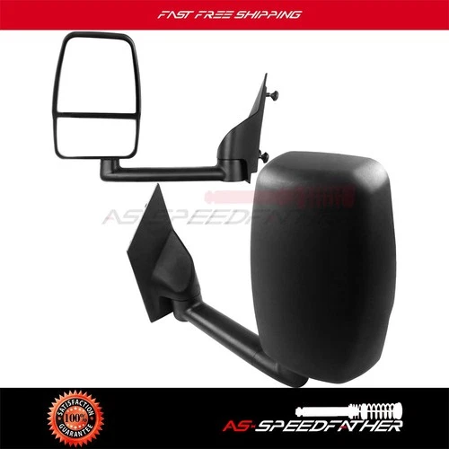 Pair Side Towing Manual Mirrors For 03-17 Chevy Express GMC Savana 1500-3500 Van
