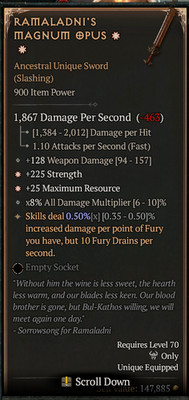 Diablo 4 S14 Season 14 - 2GA Ramaladni's Magnum Opus - Max Ressource, Strenght