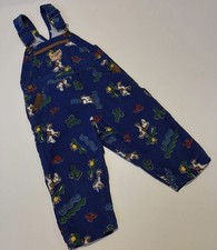 Vintage Oshkosh B  Gosh Cactus Horse Print Corduroy Blue Toddler Overalls 3T