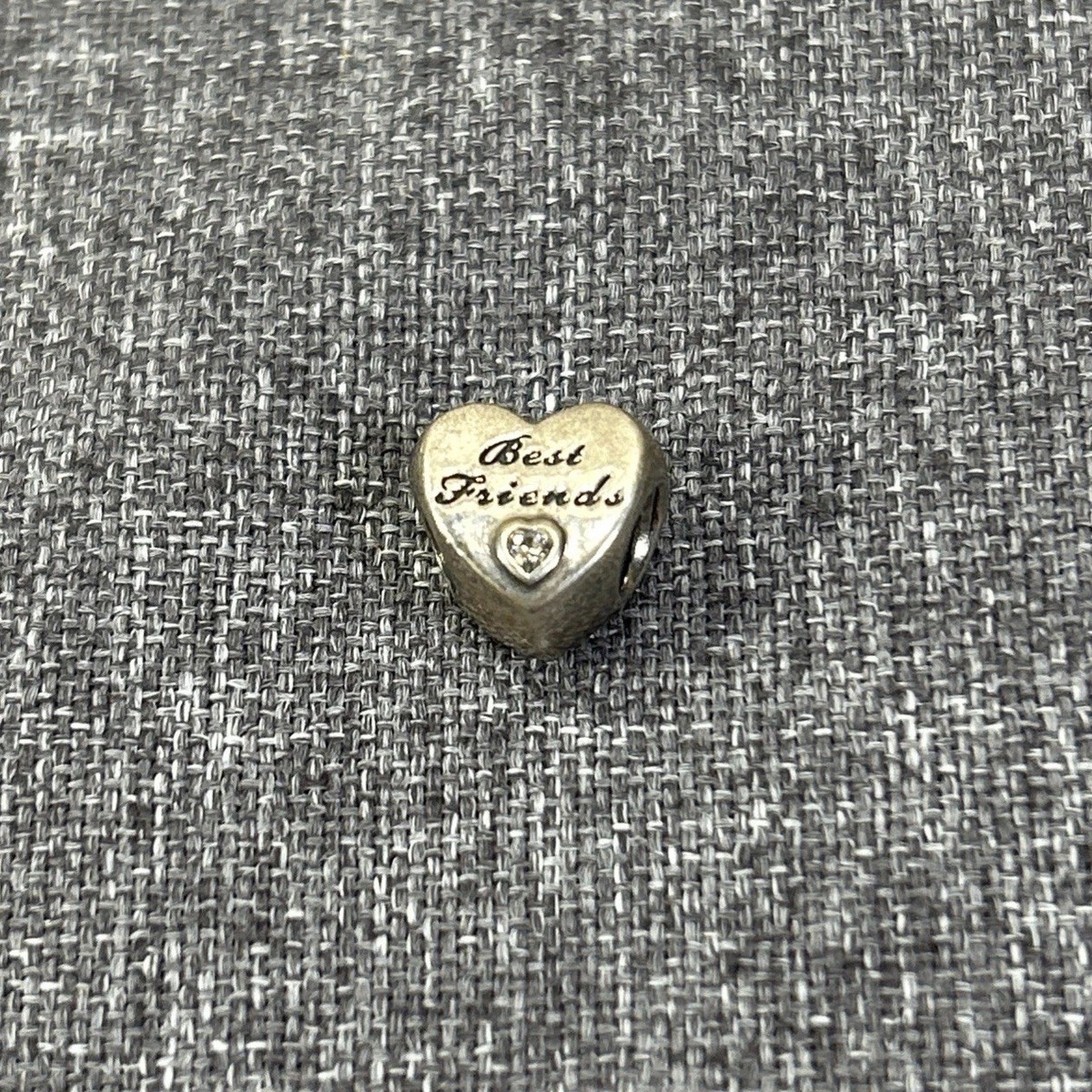 Authentic PANDORA Sterling Silver Best Friends CZ Heart Charm #791727CZ ALE  S925