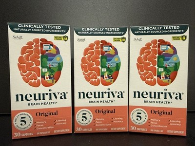 3 Pack! Neuriva Brain Health Original, Memory Focus Concentration, 90 Caps 09/26