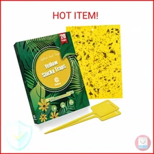 Gideal 20-Pack Dual-Sided Yellow Sticky Traps for Flying Plant Insect Such as Fu