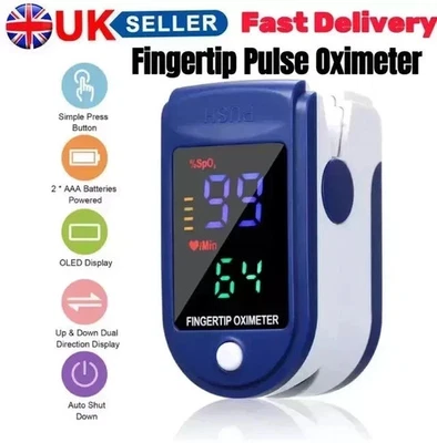 Fingertip Pulse Oximeter LED Display Blood Oxygen Saturation SpO2 HealthMonitor