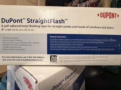 DuPont StraightFlash Flashing Tape, Self-Adhered Butyl, 4'' x 150'