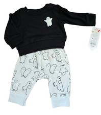 Cat Jack Newborn NB Halloween Ghost Outfit 2 Piece Sweatshirt Pants NWT