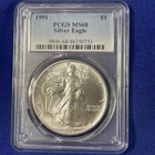 1991 American Silver Eagle 1 Oz PCGS MS68 Bright White Better Date