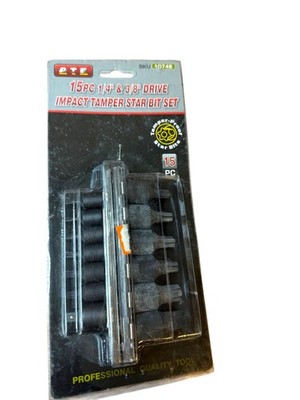 ATE 15 Pc Impact Tamper Proof Torx Star Bit Set 1/4'' 3/8'' Drive T10 T60 SKU 1074