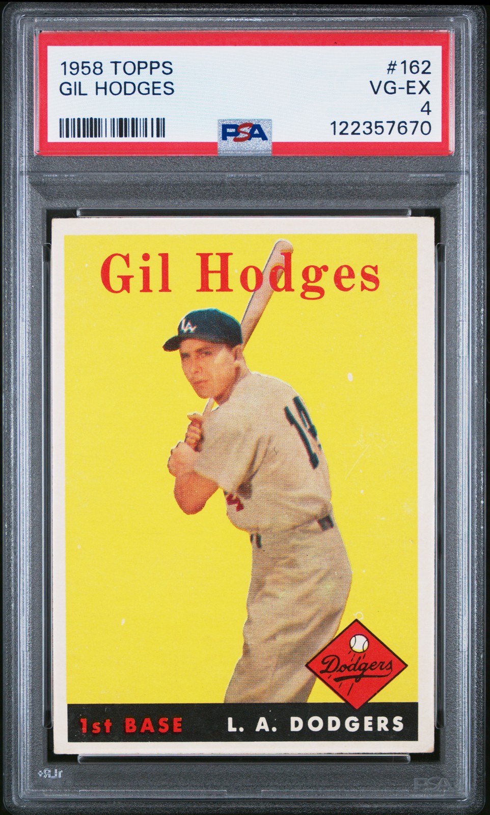 1958 TOPPS #162 GIL HODGES PSA 4